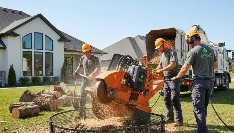 Professional stump removal service in Burlington, NC clearing tree stumps safely from residential yard