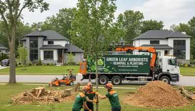 Arborist planting young tree in Burlington NC yard for Chop Chop Tree professional tree services