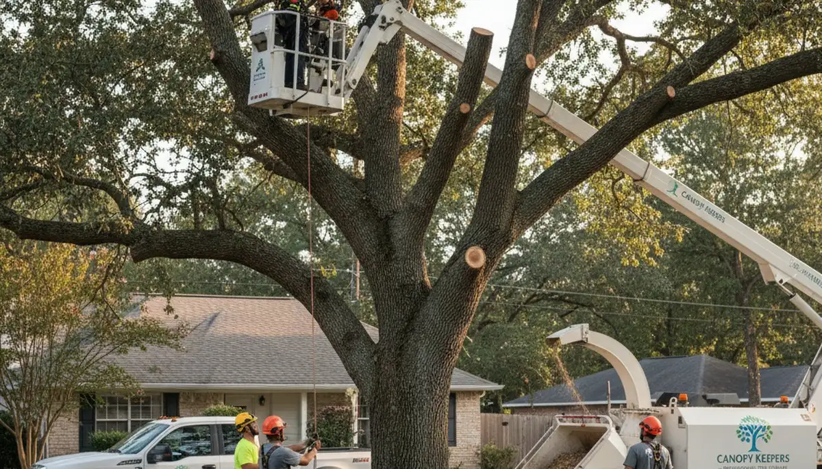 Arborists performing tree removal and trimming service in Burlington, NC