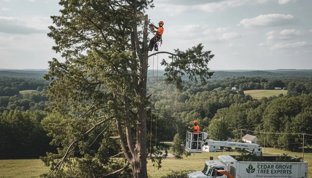 Professional tree removal service in Burlington, NC safely clearing large oak trees