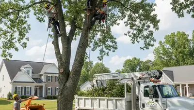 Professional tree removal service team working safely in Burlington NC