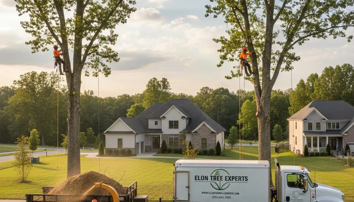 Professional tree removal service in Burlington NC safely cutting and clearing large trees