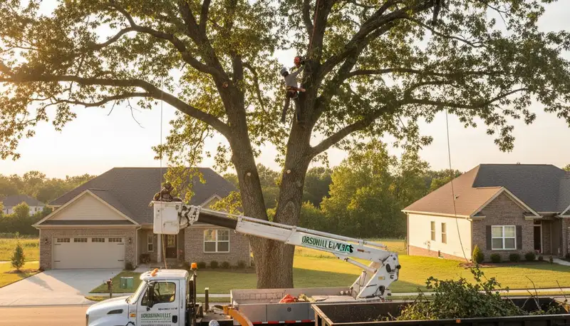 Professional tree removal service in Burlington NC safely clearing large oak trees