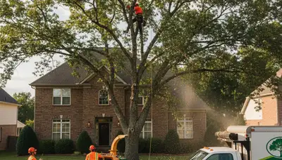 Professional tree removal service in Burlington, NC clearing large oak safely