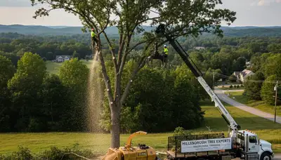 Professional tree removal service in Burlington, NC safely cutting and clearing large trees