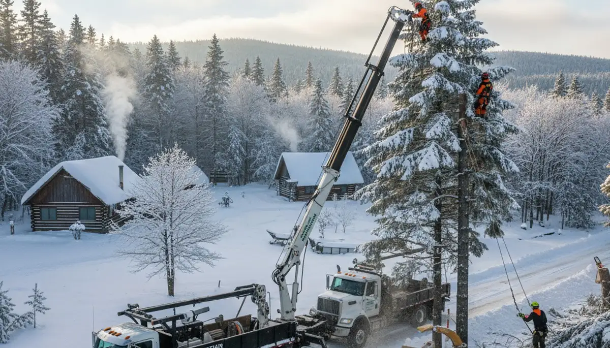 Professional tree removal crew working safely in Burlington, NC yard